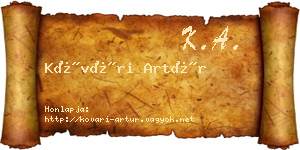 Kővári Artúr névjegykártya